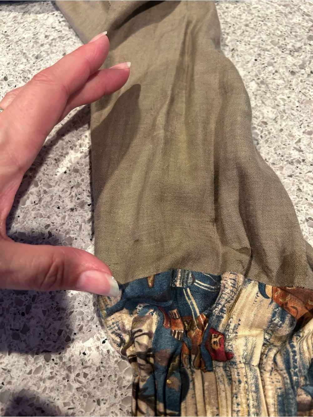 Bohemian Patchwork Jacket in Olive/Tan - Picture 13 of 13